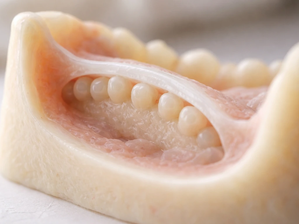 Minimal jaw cross-section photo showing an epithelial band in the jaw and early tooth buds forming.