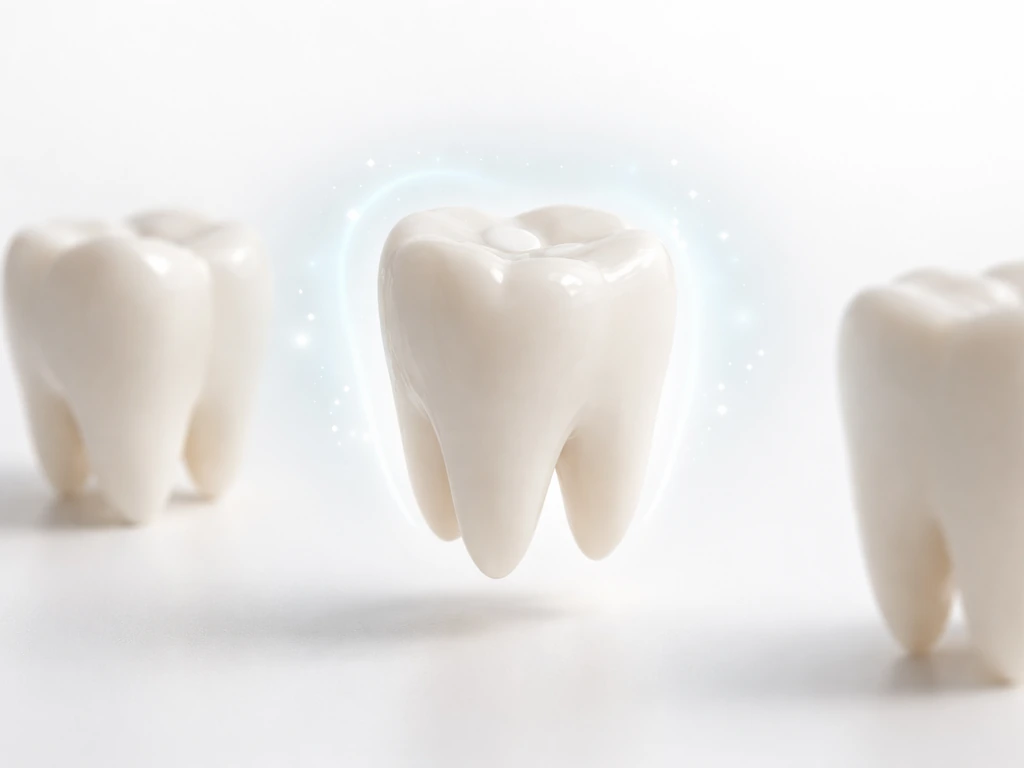 Minimal dental-themed photo showing a single tooth model with hints of eruption, movement, and repair concepts