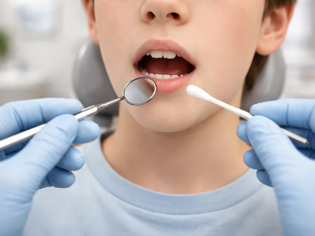 Teens dental exam with a close view of teeth and a clinician’s instruments in a clean orthodontic room