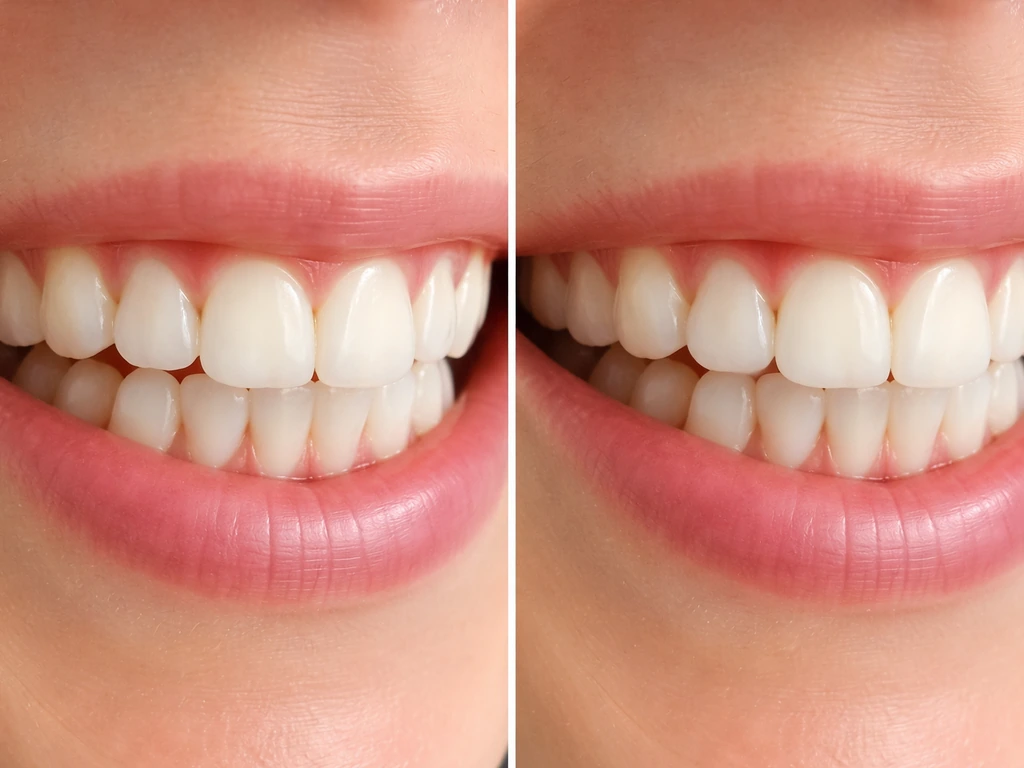 Split close-up of receding vs healthier gumline, showing reduced redness but no true gum regrowth.