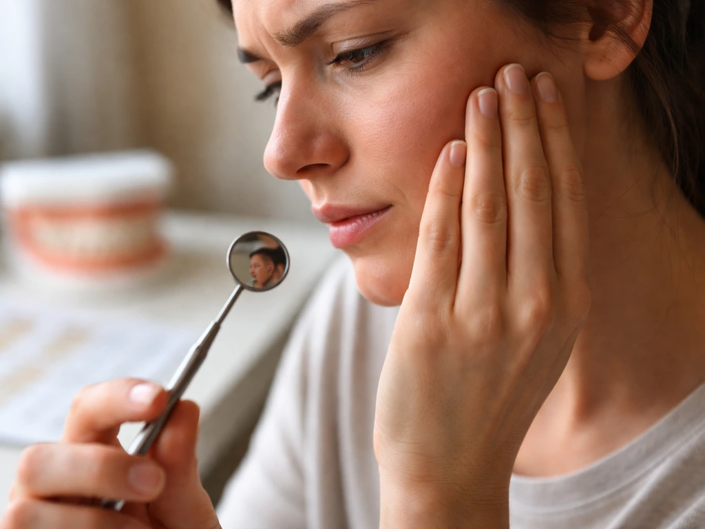 Jaw and head pain concept: hand on cheek near erupting back molars