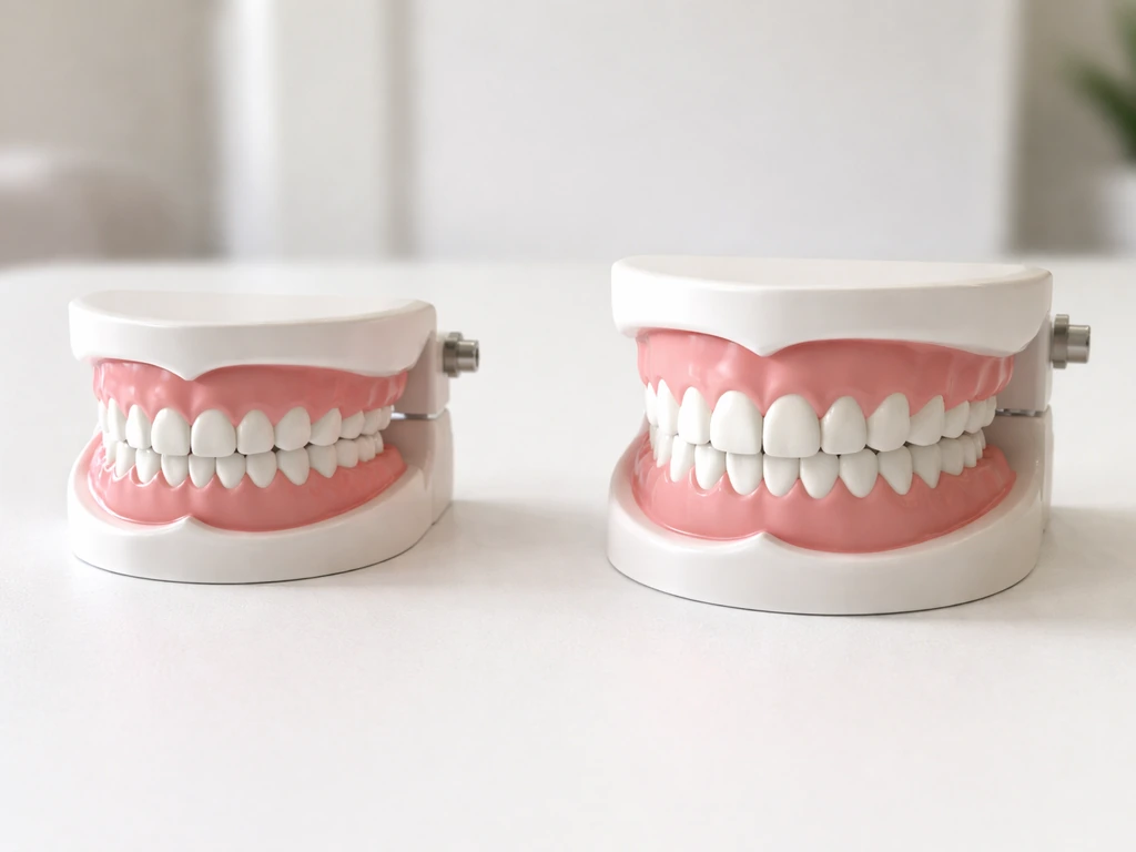 Minimal photo showing two dental models side-by-side with a simple timeline-like spacing between ages 6 and 6+.